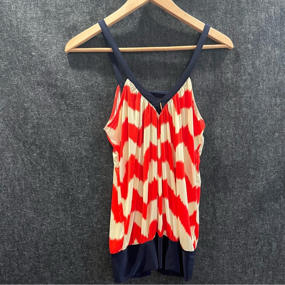 T-Bag Los Angeles Stylish Red and Cream Women's Top Size S New with Tags